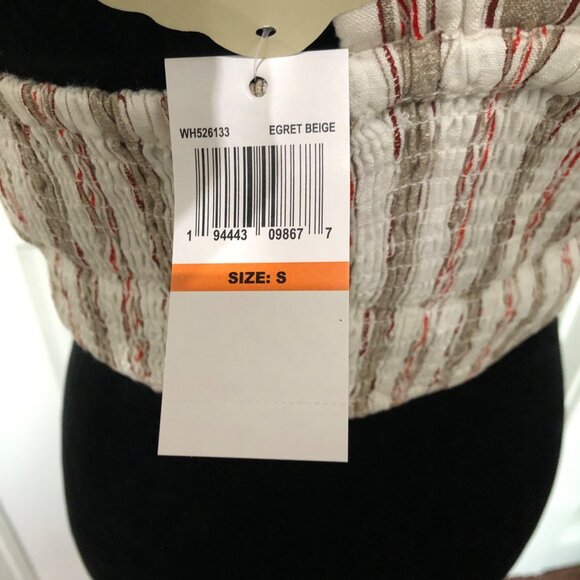 B.O.G. Collective Striped Halter Crop Top Beige & Red Small Viscose/Linen NWT - Picture 6 of 8